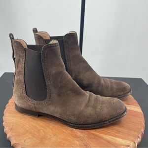 Unutzer wingtip ankle suede boots brown 39.5 US 9.5